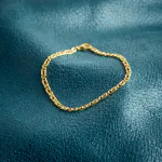Armband als Tigeraugenkette hohl in Gelbgold 585 / 14K, 18 cm lang, 3.8 mm breit, Gewicht ca. 2.8 g.