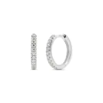 0,13 Karat Diamant Creolen, Weißgold 750 / 18K, Außendurchmesser 11 mm, Breite 11.8 mm, Gewicht ca. 1.5 g