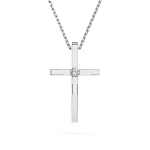 0,03 Karat Diamant Anhänger Kreuz Weißgold 585 (14K) mit Goldkette für Damen