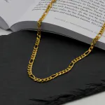 Goldkette als Figarokette diamantiert in Gelbgold 750 / 18K, 65 cm lang, 4,3 mm breit, Gewicht ca. 33.9 g.