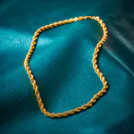 Goldkette als Kordelkette hohl in Gelbgold 585 / 14K, 50 cm lang, 5,4 mm breit, Gewicht ca. 21.6 g.