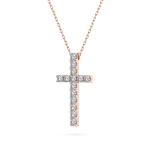 0,2 Karat Diamant Anhänger Kreuz Rotgold 585 (14K) mit Goldkette für Damen