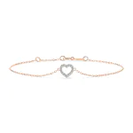 Herz Goldarmband als Ankerkette mit 0,07 Karat Diamanten, Rotgold 585 / 14 Karat, 20 cm lang, Gewicht ca. 0,8 g.