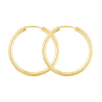 Ohrringe, Creolen, Gelbgold 585 / 14K, Außendurchmesser 30 mm, Breite 2.5 mm, Gewicht ca. 1.7 g