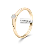 0,10 Karat Diamant Verlobungsring, Gelbgold 585 / 14K, Breite 2 mm, Weite 51 mm, Gewicht ca. 2.2 g.