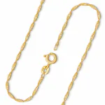Goldkette als Singapurkette in Gelbgold 585 / 14 Karat, 80 cm lang, 1.2 mm breit, Gewicht ca. 2.2 g.