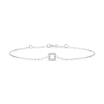 Goldarmband als Ankerkette mit 0,06 Karat Diamanten, Weißgold 585 / 14 Karat, 18 cm lang, Gewicht ca. 0,8 g.