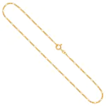 Goldkette als Figarokette diamantiert in Gelbgold 585 / 14K, 60 cm lang, 1,5 mm breit, Gewicht ca. 3.2 g.
