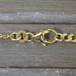 Armband als Panzerkette flach in Gelbgold 333 / 8K, 19 cm lang, 3.4 mm breit, Gewicht ca. 4.7 g.