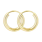 Ohrringe, Creolen, Gelbgold 585 / 14K, Außendurchmesser 15 mm, Breite 2.5 mm, Gewicht ca. 0.8 g