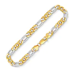 Armband als Figarokette hohl Bicolor in Gelbgold / Weißgold 333 / 8K, 19 cm lang, 5,7 mm breit, Gewicht ca. 4.06 g.