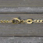 Armband als Panzerkette weit in Gelbgold 585 / 14K, 18.5 cm lang, 2,1 mm breit, Gewicht ca. 2.1 g.