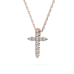 0,09 Karat Diamant Anhänger Kreuz Rotgold 585 (14K) mit Goldkette für Damen