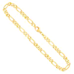 Goldkette als Figarokette diamantiert in Gelbgold 585 / 14K, 55 cm lang, 5,3 mm breit, Gewicht ca. 36.9 g.