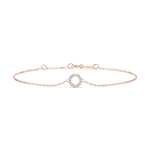 Goldarmband als Ankerkette mit 0,07 Karat Diamanten, Rotgold 585 / 14 Karat, 21 cm lang, Gewicht ca. 0,8 g.