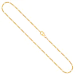 Goldkette als Figarokette diamantiert in Gelbgold 750 / 18 Karat, 65 cm lang, 1.5 mm breit, Gewicht ca. 3.7 g.