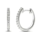 0,15 Karat Diamant Creolen, Weißgold 750 / 18K, Außendurchmesser 13 mm, Breite 1.5 mm, Gewicht ca. 1.8 g