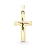 Anhänger Kreuz seidenmatt/diamantiert Gelbgold 21 mm