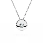 0,04 Karat Diamant Anhänger Zarge Weißgold 585 (14K) mit Goldkette für Damen