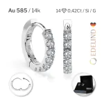 0,42 Karat Diamant Creolen, Weißgold 585 / 14 Karat, Gewicht ca. 2.1 g.