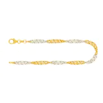 Armband als Singapurkette in Bicolor Gelbgold / Weißgold 585 / 14K, 20 cm lang, 2.4 mm breit, Gewicht ca. 2.1 g.
