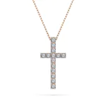 0,2 Karat Diamant Anhänger Kreuz Rotgold 585 (14K) mit Goldkette für Damen