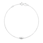 Goldarmband als Ankerkette mit 0,09 Karat Diamanten, Weißgold 585 / 14 Karat, 18 cm lang, Gewicht ca. 0,9 g.