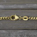 Goldkette als Panzerstegkette in Gelbgold 585 / 14K, 70 cm lang, 3,1 mm breit, Gewicht ca. 7.8 g.