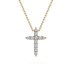 0,09 Karat Diamant Anhänger Kreuz Gelbgold 585 (14K) mit Goldkette für Damen