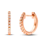 0,07 Karat Diamant Creolen, Rotgold 750 / 18K, Außendurchmesser 9.5 mm, Breite 1.5 mm, Gewicht ca. 0.9 g