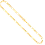 Goldkette als Figarokette diamantiert in Gelbgold 585 / 14K, 55 cm lang, 4,3 mm breit, Gewicht ca. 23.4 g.