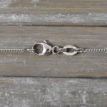Goldkette als Panzerkette flach Weißgold 750 / 18K, 50 cm lang, 1,1 mm breit, Gewicht ca. 2.7 g.