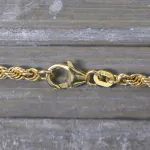 Goldkette als Kordelkette hohl in Gelbgold 585 / 14K, 65 cm lang, 3,3 mm breit, Gewicht ca. 10.7 g.
