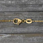 Goldkette als Venezianerkette in Gelbgold 585 / 14K, 40 cm lang, 0,9 mm breit, Gewicht ca. 2.8 g.