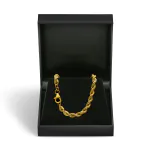 Armband als Kordelkette hohl Leichtversion in Gelbgold 585 / 14K, 19 cm lang, 4,4 mm breit, Gewicht ca. 4.5 g.