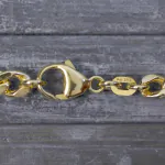 Goldkette als Panzerkette hohl in Gelbgold 585 / 14K, 45 cm lang, 5,4 mm breit, Gewicht ca. 15.6 g.