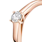 0,10 Karat Diamant Verlobungsring, Rotgold 585 / 14K, Breite 2 mm, Weite 49 mm, Gewicht ca. 2.2 g.