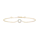 Goldarmband als Ankerkette mit 0,07 Karat Diamanten, Gelbgold 585 / 14 Karat, 20 cm lang, Gewicht ca. 0,8 g.