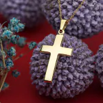 Anhänger Kreuz glanz , Gelbgold 585 / 14K, Höhe 21 mm, Gewicht ca. 0,85 g