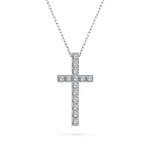 0,2 Karat Diamant Anhänger Kreuz Weißgold 585 (14K) mit Goldkette für Damen