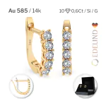 0,6 Karat Diamant Creolen, Gelbgold 585 / 14 Karat, Gewicht ca. 2.2 g.