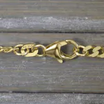 Armband als Panzerkette flach in Gelbgold 585 / 14K, 18,5 cm lang, 3,4 mm breit, Gewicht ca. 5.8 g.