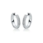 0,15 Karat Diamant Creolen, Weißgold 750 / 18 Karat, Außendurchmesser 11 mm, Breite 1.7 mm, Gewicht ca. 3.1 g.