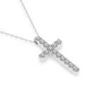 0,2 Karat Diamant Anhänger Kreuz Weißgold 585 (14K) mit Goldkette für Damen
