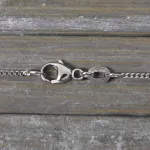 Goldkette als Panzerkette flach in Weißgold 585 / 14K, 38 cm lang, 1,4 mm breit, Gewicht ca. 2.8 g.