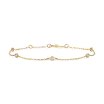 Goldarmband als Ankerkette mit 0,14 Karat Diamanten, Gelbgold 585 / 14 Karat