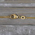 Goldkette als Panzerkette flach in Gelbgold 750 / 18K, 38 cm lang, 1,2 mm breit, Gewicht ca. 2.6 g.