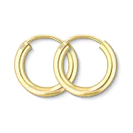 Ohrringe, Creolen, Gelbgold 750 / 18K, Außendurchmesser 15 mm, Breite 2.5 mm, Gewicht ca. 1 g