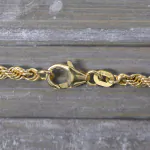 Armband als Kordelkette hohl in Gelbgold 585 / 14K, 25 cm lang, 3,3 mm breit, Gewicht ca. 4.5 g.
