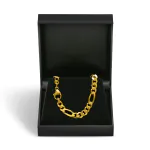 Goldkette als Figarokette diamantiert in Gelbgold 585 / 14K, 55 cm lang, 5,3 mm breit, Gewicht ca. 36.9 g.